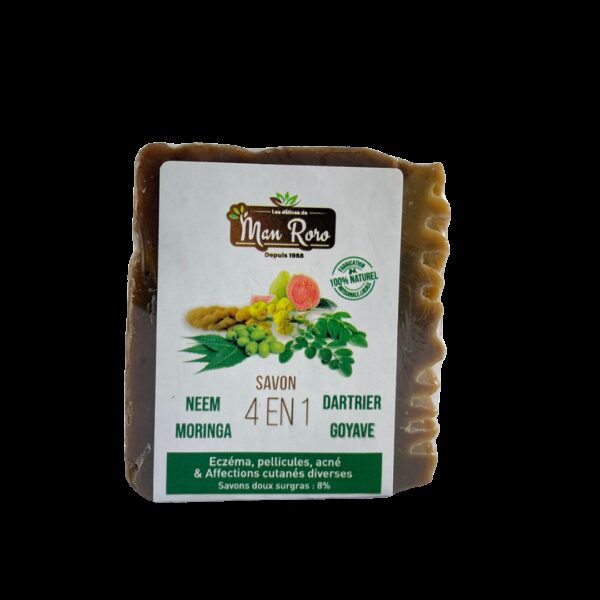 SAVON 4 EN 1 (NEEM, DATHIER, MORINGA, GOYAVE)