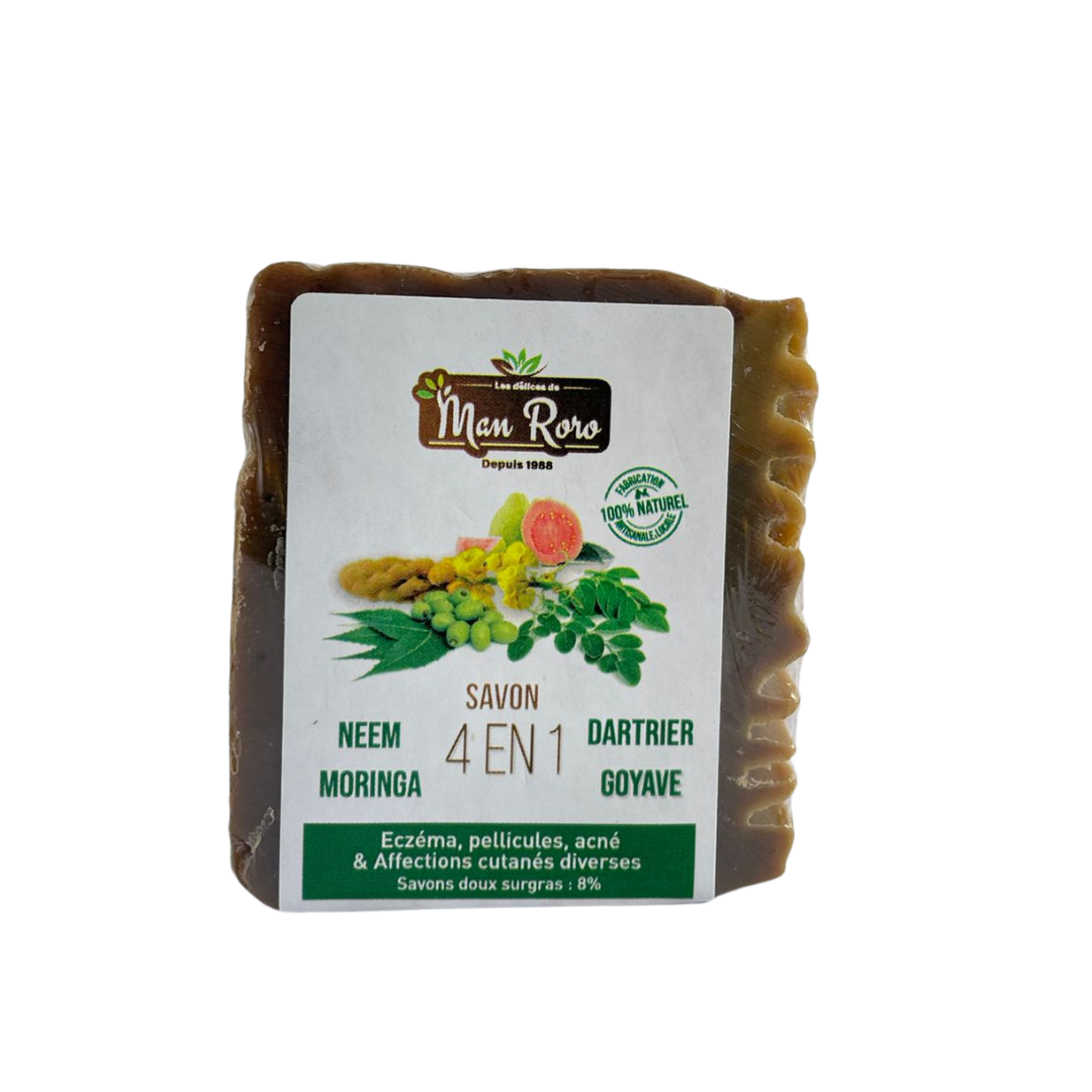 SAVON 4 EN 1  (NEEM, DATHIER, MORINGA, GOYAVE)